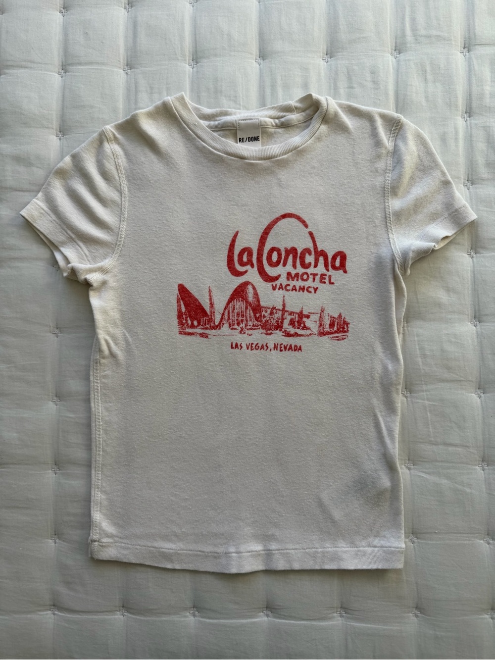 RE/DONE XS 'La Concha Motel' Graphic T-Shirt Short Sleeve Baby Tee